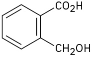A benzene ring with a C O O H on C1 and C H 2 O H on C2.