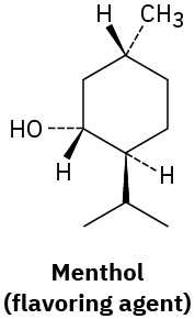 The wedge-dash structure of menthol (flavoring agent).