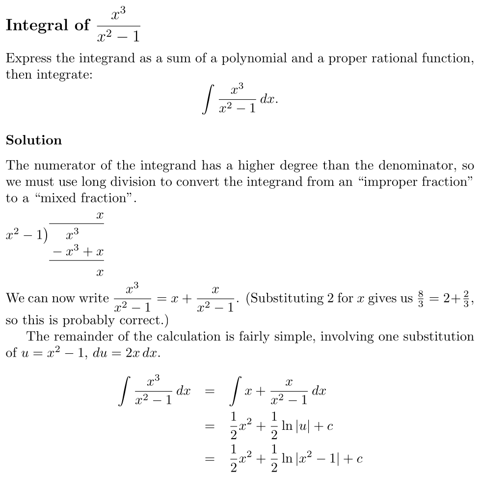Answer Integral of x³/(x² − 1)