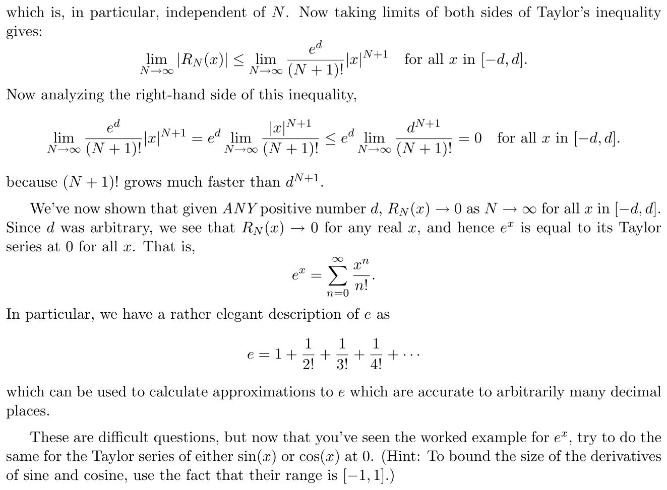 Answer When does a function equal its Taylor series?