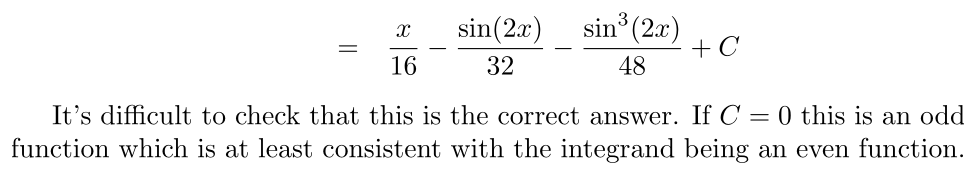 Answer ∫ sin⁴(x) cos²(x) dx