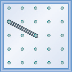 The figure shows a grid of evenly spaced dots. There are 5 rows and 5 columns. There is a rubber band style loop connecting the point in column 2 row 2 and the point in column 3 row 3.