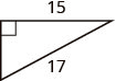 A right-angled triangle showing two sides with lengths 15 and 17. The right angle is indicated, suggesting a Pythagorean theorem problem to find the third side.