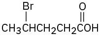 The structure of 4-bromopentanoic acid, which has a C O O H group on C 1 and a bromine atom on C 4 of a five-carbon chain.
