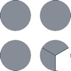 Four circles are shown. The first three are shaded. The last circle is divided into 3 equal parts. 2 parts are shaded.