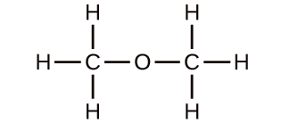 A structural formula is shown. An oxygen atom is bonded to a hydrogen atom and a carbon atom with single bonds. That carbon atom is bonded to two hydrogen atoms and another carbon atom with single bonds. That carbon atom is bonded to three hydrogen atoms with single bonds. There are a total of two carbon atoms, six hydrogen atoms, and one oxygen atom.