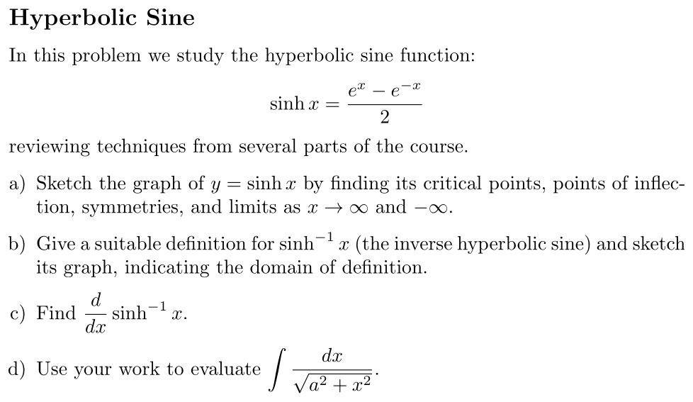 Problem Hyperbolic Sine