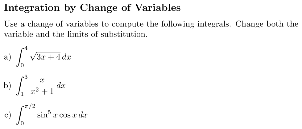 Problem Integration by Change of Variables
