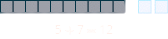 The image uses blocks to demonstrate the addition problem 5 + 7.