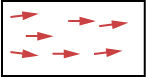 A white rectangular image with a black border contains nine red arrows, each pointing horizontally to the right. The arrows are arranged in three rows, with three arrows in each row, demonstrating a uniform direction.