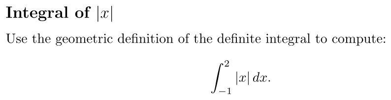 Problem Integral of |x|