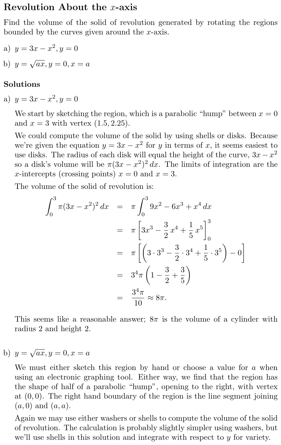 Answer Revolution About the x-axis