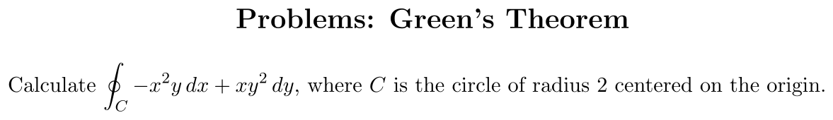 Problem Green’s Theorem