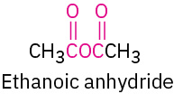 The chemical structure of ethanoic anhydride.