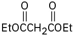 Structure of diethyl malonate, a 3-carbon chain with ethy esters on the terminal carbons.