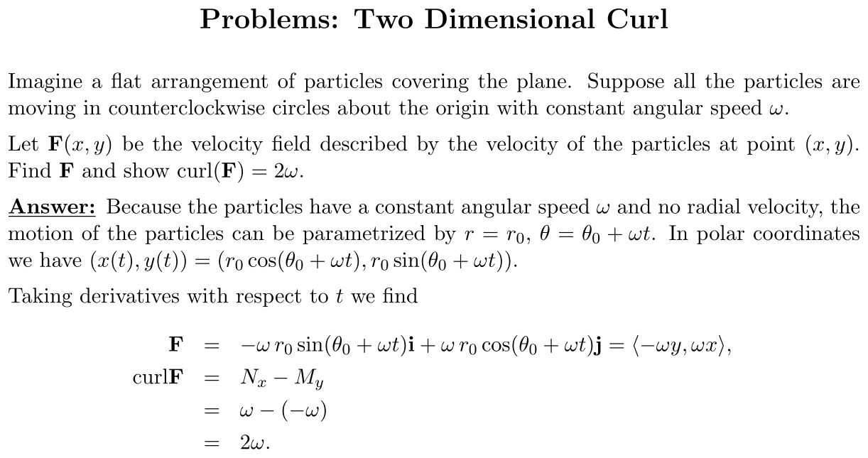 Answer Two Dimensional Curl