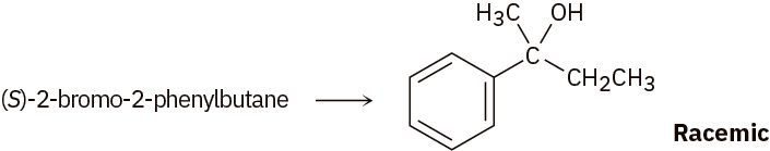 An S N 1 reaction of (S)-bromide with water results in a racemic product.
