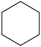 A chemical structure of cyclohexane.