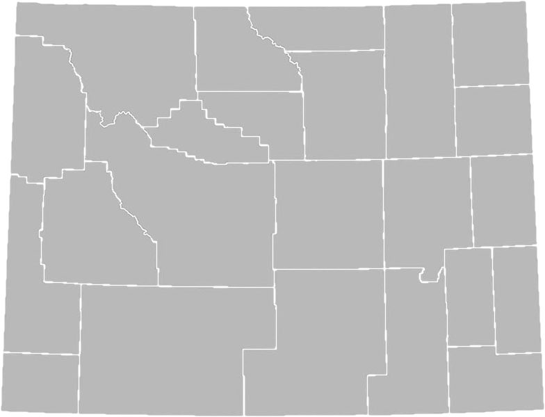 An outline map of Wyoming's counties.