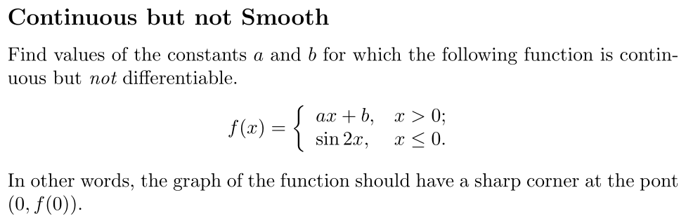 Problem Continuous but not Smooth