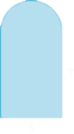 A geometric shape is shown. It is a rectangle attached to a semi-circle. The base of the rectangle is labeled 5, the height is 7.