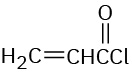 The condensed structural formula reads, H 2 C double bonded to C H C (double bonded to O) C l.
