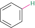 A benzene ring with a hydrogen atom, highlighted in green, bonded at C1.