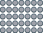 The image shows uses circles to demonstrate the multiplication problem of 5 × 7.