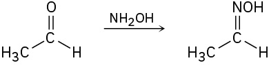 Acetaldehyde reacts with hydroxylamine to yield acetaldoxime via nucleophilic addition.