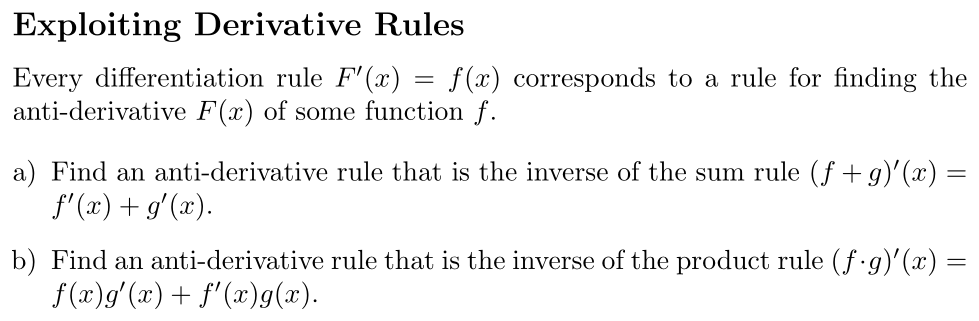 Problem Exploiting Derivative Rules