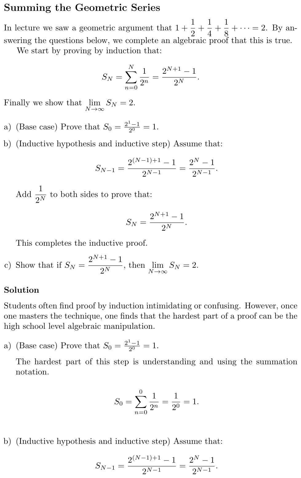 Answer Summing the Geometric Series