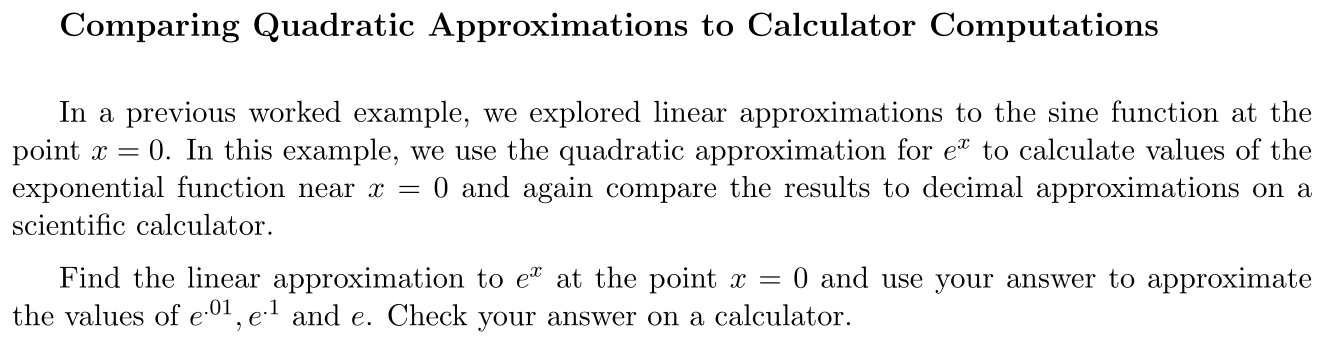 Problem Comparing Quadratic Approximations to Calculator Computations
