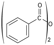 The structure shows a benzene ring attached to a carbonyl group enclosed in parentheses with a subscript two. The carbonyl carbon is single-bonded to an oxygen atom.