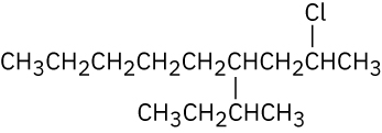 A nine-carbon chain with a chlorine on C 2 and a four-carbon chain, connected at the second carbon, on C 4.