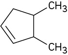 A chemical structure of 3,4-dimethylcyclopentene.