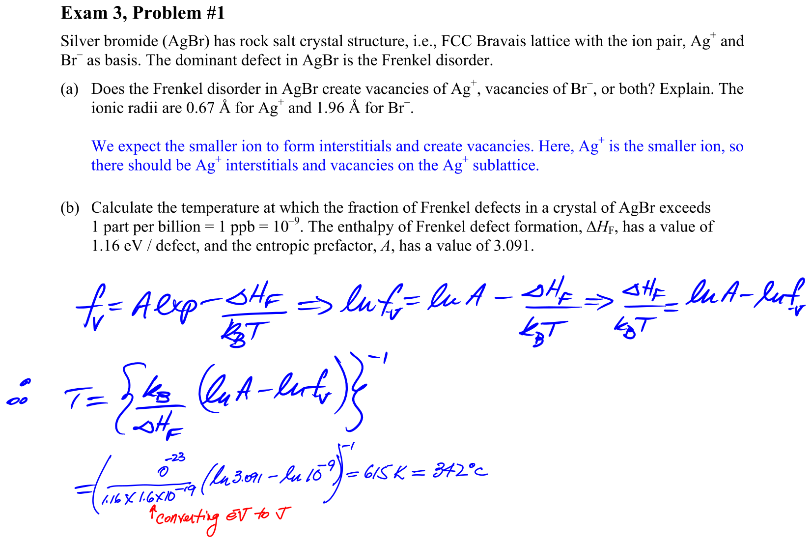Answer Exam 3, Problem #1