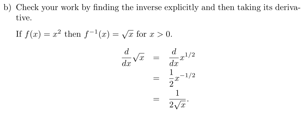 Answer Derivative of the Square Root Function