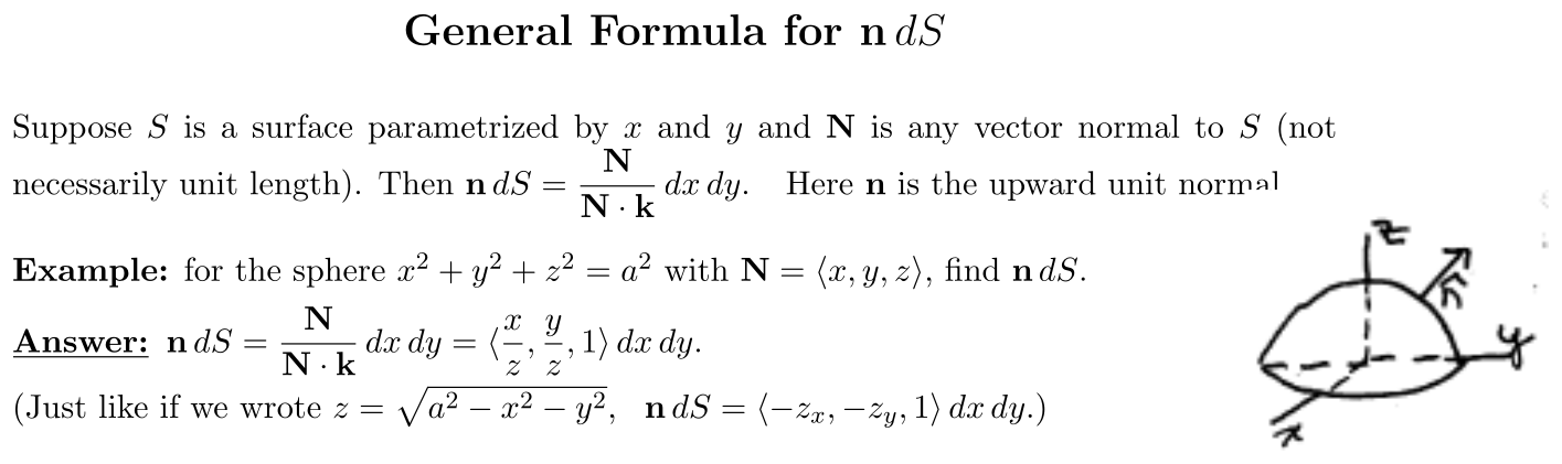 Answer General Formula for n dS