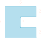 A geometric shape is shown. It is a sideways U-shape. The top is labeled 6, the left side is labeled 6. An inside horizontal piece is labeled 3. Each of the vertical pieces on the right are labeled 2.