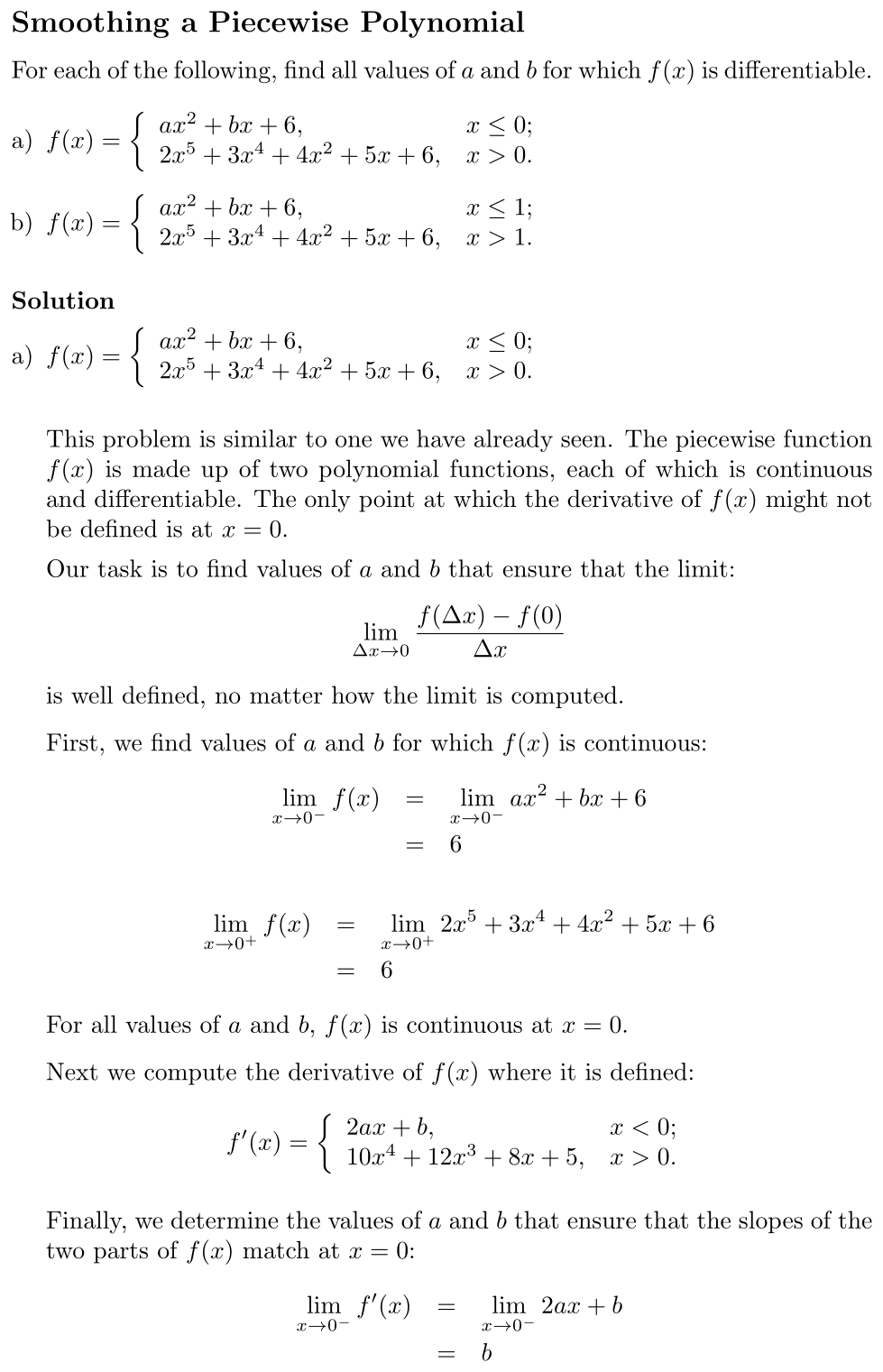 Answer Smoothing a Piecewise Polynomial