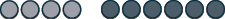 An abstract image featuring two rows of dark grey oval shapes, with three on the left and five on the right, against a stark white background.