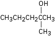 Chemical structure of 2-methylpentan-2-ol.
