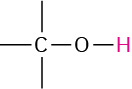 A carbon with three open single bonds is bonded to an oxygen atom, which is bonded to a highlighted hydrogen atom.
