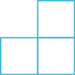 Three squares are shown. There is one on the bottom left, one on the bottom right, and one on the top right.