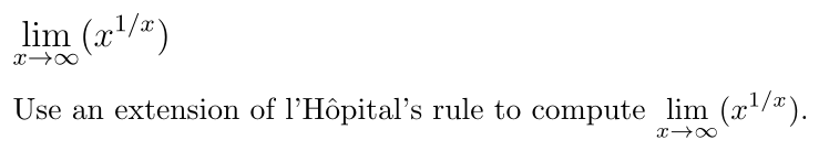 Problem limₓ→∞ (x¹/ˣ)