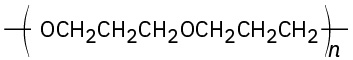 The structure shows a repeating unit of O C H 2 C H 2 C H 2 O C H 2 C H 2 C H 2 with subscript n.