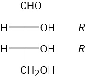 Fischer projection of aldotetrose. It comprises four carbon where C 2 and C 3 have an R configuration. C H O is positioned on the top.