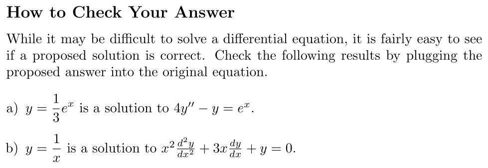 Problem How to Check Your Answer