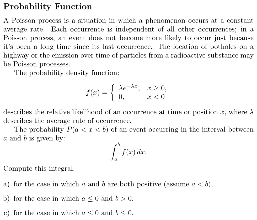 Problem Probability Function