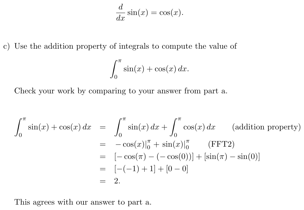 Answer Integral of sin(x) + cos(x)